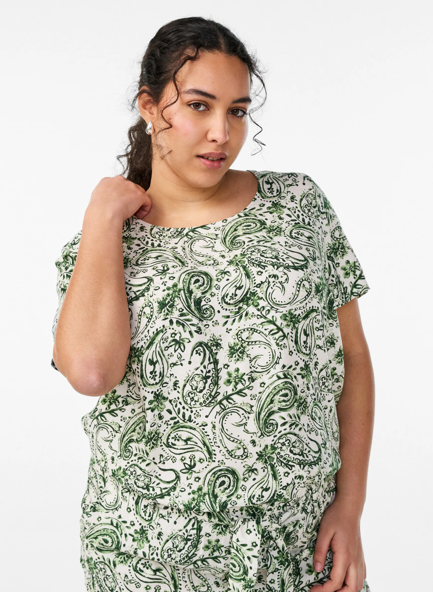 FLASH - Kurzärmelige Bluse aus Viskose mit Print