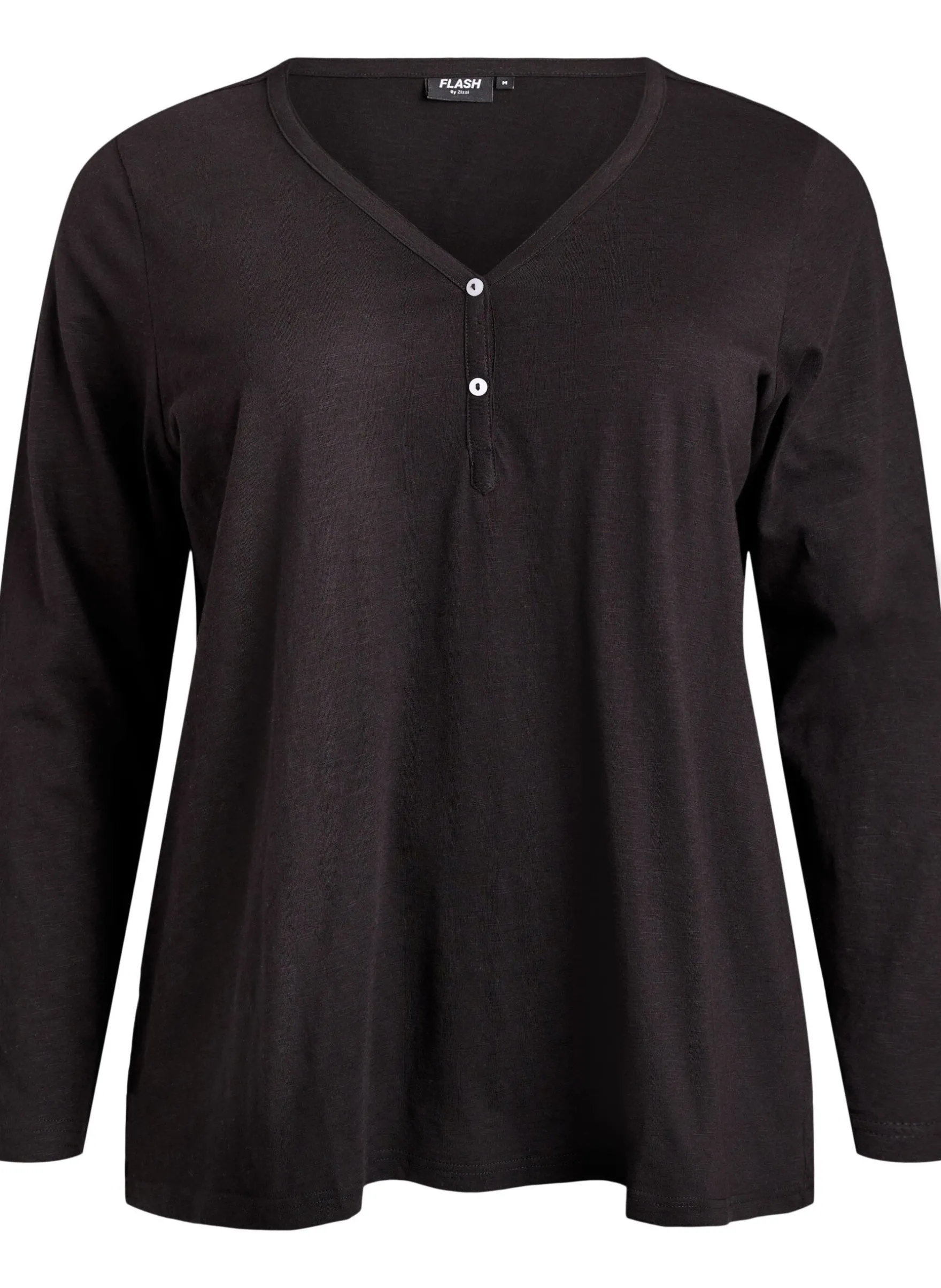 FLASH - Langarmshirt mit V-Ausschnitt und Knöpfen