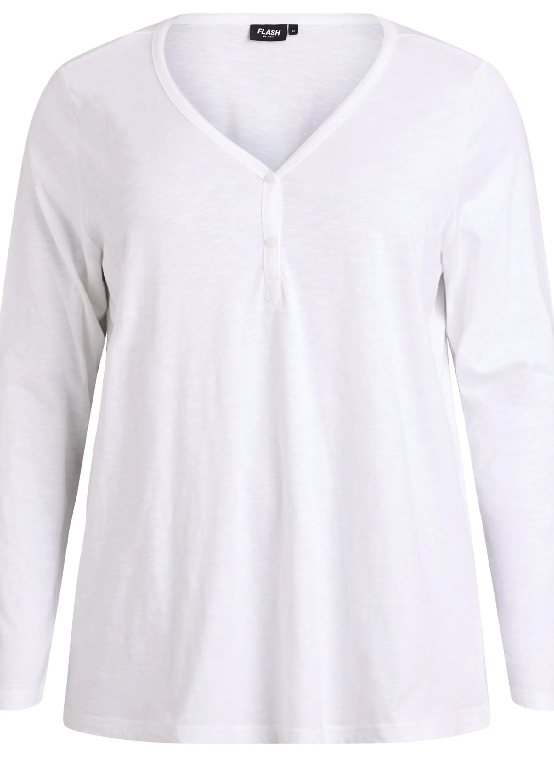FLASH - Langarmshirt mit V-Ausschnitt und Knöpfen