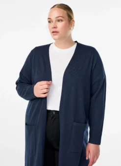 FLASH - Lange, offene Strickjacke mit Taschen