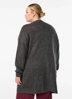 FLASH - Lange Rippstrickjacke mit Taschen