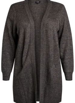 FLASH - Lange Rippstrickjacke mit Taschen