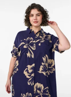 FLASH - Langes Hemdkleid mit kurzen Ärmeln