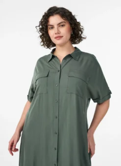 FLASH - Langes Hemdkleid mit kurzen Ärmeln