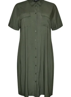 FLASH - Langes Hemdkleid mit kurzen Ärmeln