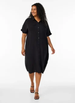 FLASH - Langes Hemdkleid mit kurzen Ärmeln