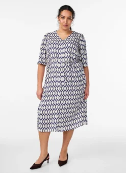 FLASH - Midikleid mit Print und Bindegürtel