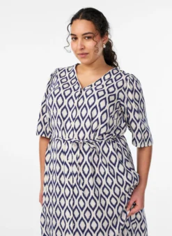 FLASH - Midikleid mit Print und Bindegürtel