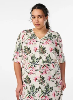 FLASH - Midikleid mit Print und Bindegürtel