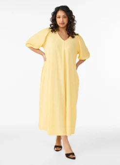 FLASH - Midikleid mit V-Ausschnitt und Struktur