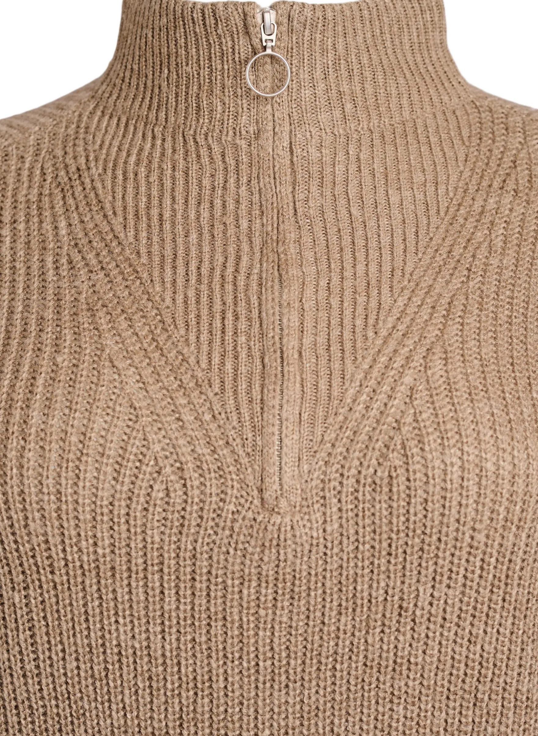 FLASH - Strickpullover mit hohem Kragen und Reißverschluss