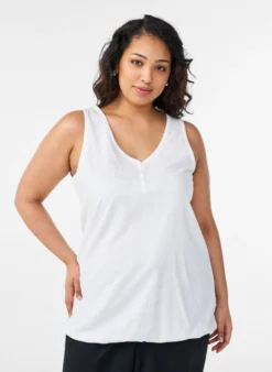 FLASH - Tanktop aus Bio-Baumwolle mit V-Ausschnitt und Knöpfen