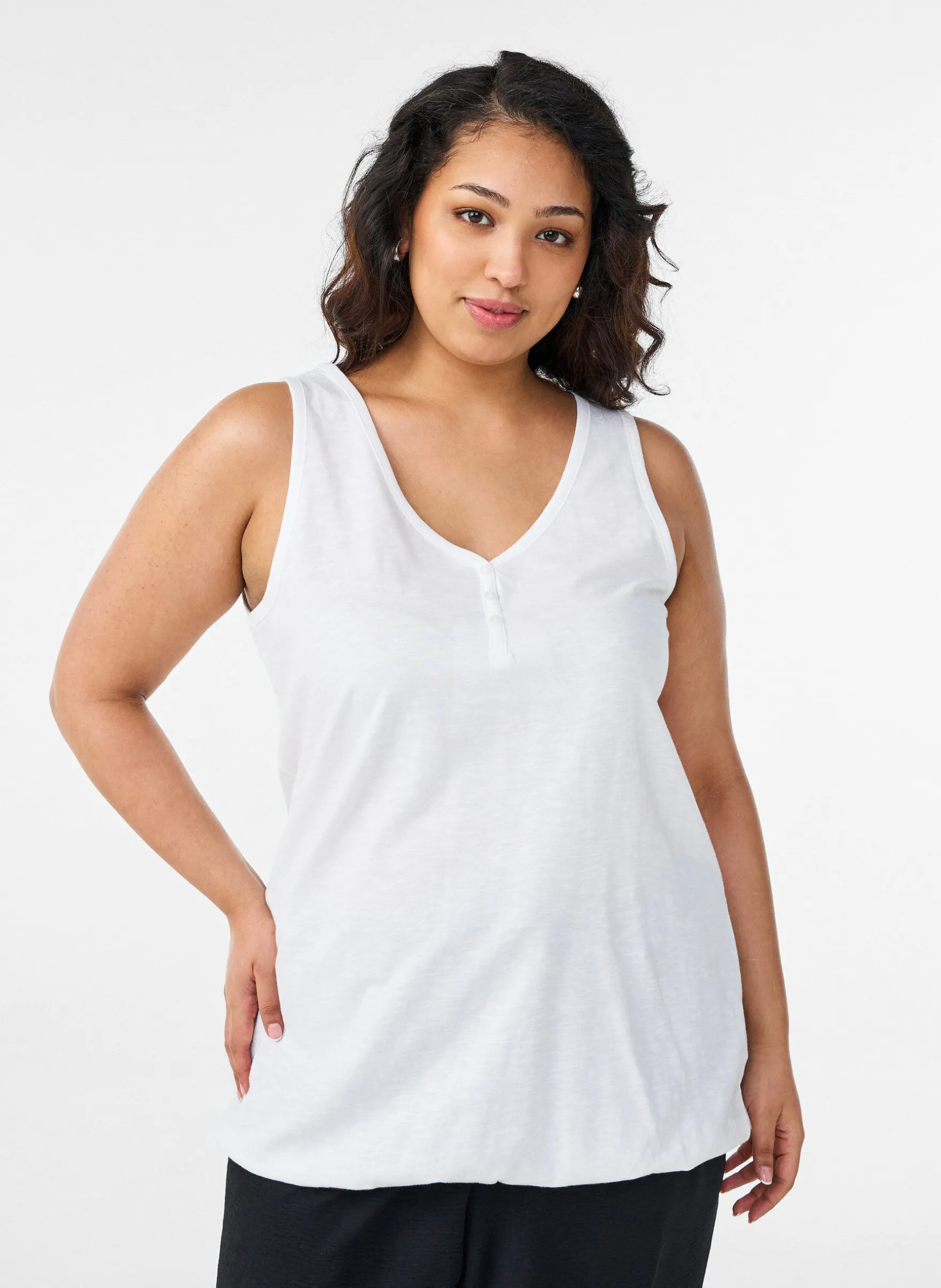 FLASH - Tanktop aus Bio-Baumwolle mit V-Ausschnitt und Knöpfen