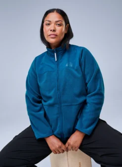 Fleecejacke mit hohem Kragen und Taschen