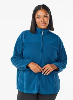 Fleecejacke mit hohem Kragen und Taschen