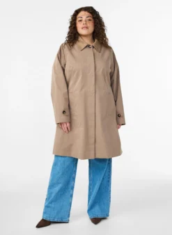 Frühlingsjacke mit Kragen aus Wildlederimitat und verdeckter Knopfleiste