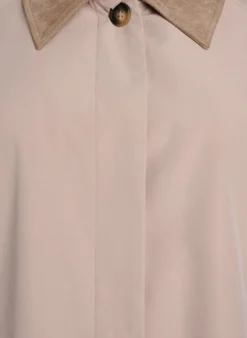 Frühlingsjacke mit Kragen aus Wildlederimitat und verdeckter Knopfleiste