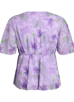 Geblümte Chiffonbluse mit kurzen Ärmeln