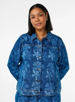 Geblümte Jeansjacke