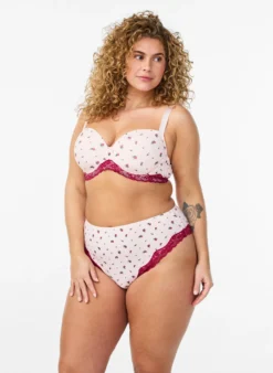 Geblümter Brazilian Slip mit Spitze