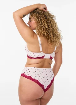 Geblümter Brazilian Slip mit Spitze
