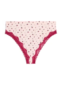 Geblümter Brazilian Slip mit Spitze