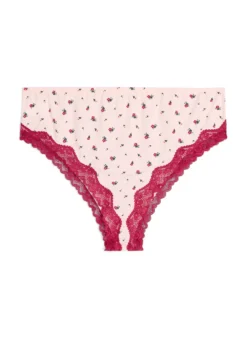 Geblümter Brazilian Slip mit Spitze