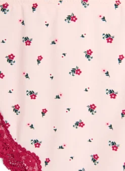 Geblümter Brazilian Slip mit Spitze