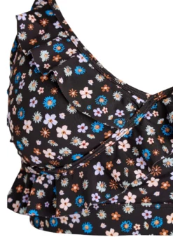 Geblümtes Bikinioberteil mit Rüschendetails