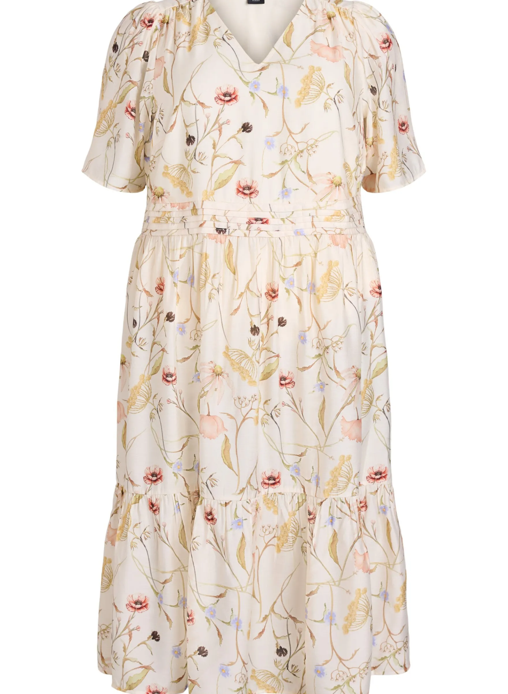Geblümtes Midi-Kleid in A-Linienform