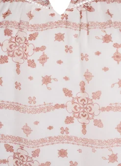 Gemusterte Bluse mit Rüschendetail und kurzen Ärmeln