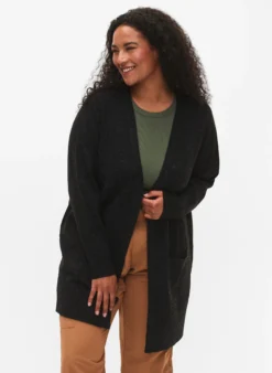 Gemusterter Strickcardigan mit Taschen