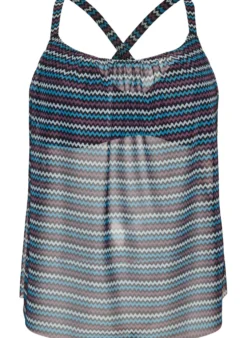 Gemustertes Tankini-Top mit Bügel und überkreuzten Trägern