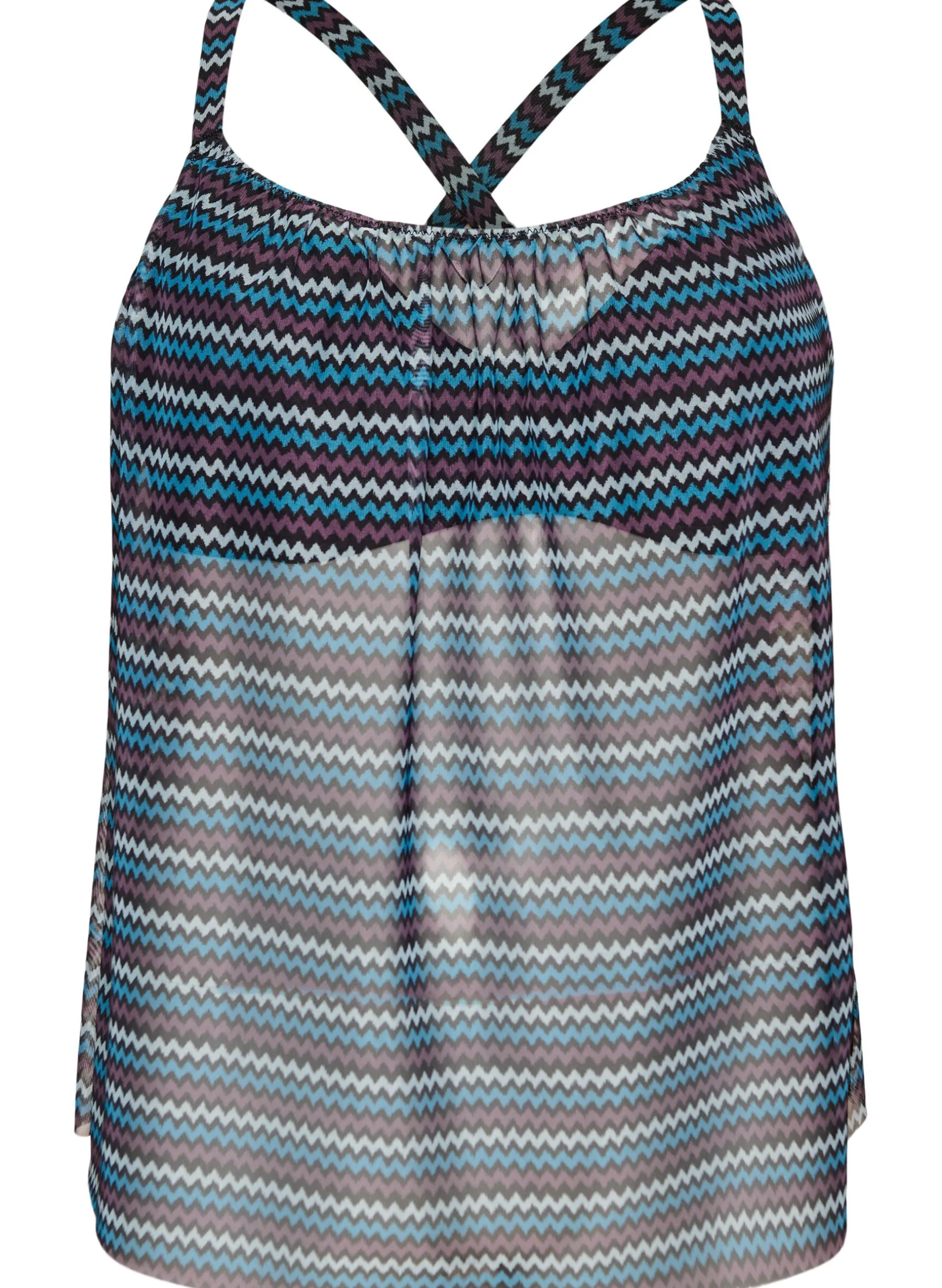 Gemustertes Tankini-Top mit Bügel und überkreuzten Trägern