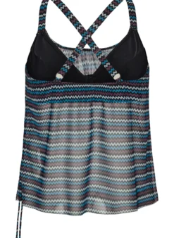 Gemustertes Tankini-Top mit Bügel und überkreuzten Trägern