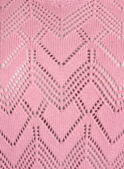Gemusterte Strickbluse mit welligem Rand und Rundhalsausschnitt