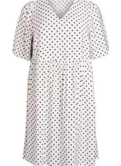 Gepunktetes Kleid mit V-Ausschnitt in A-Linie