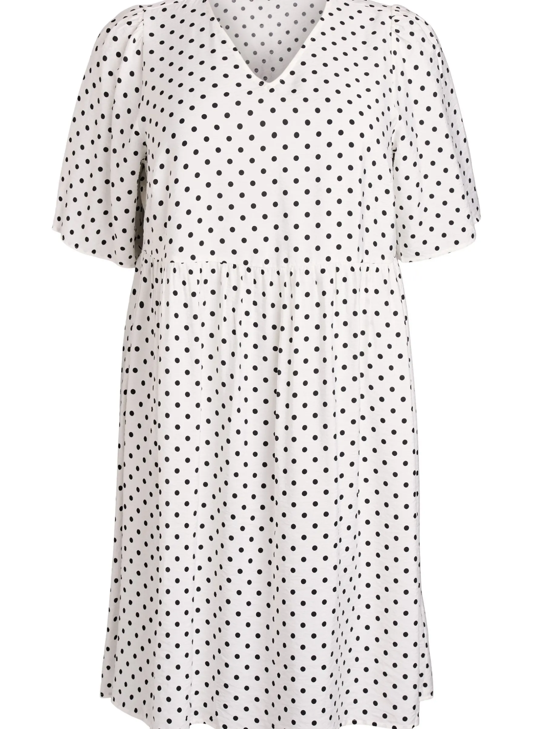 Gepunktetes Kleid mit V-Ausschnitt in A-Linie