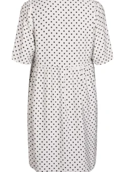 Gepunktetes Kleid mit V-Ausschnitt in A-Linie