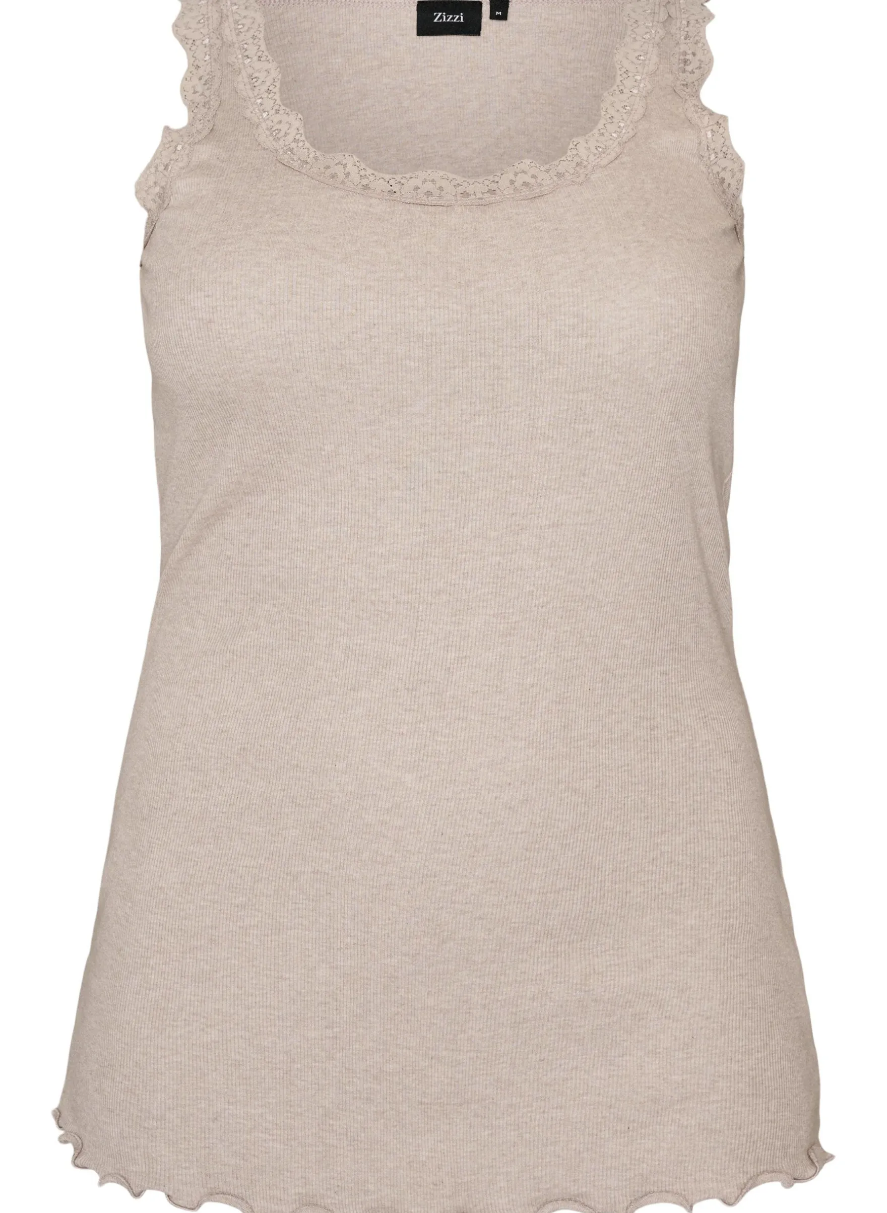Geripptes Top mit Spitzen