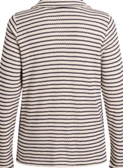 Gestreifte Bluse aus Jersey mit Kragen und V-Ausschnitt