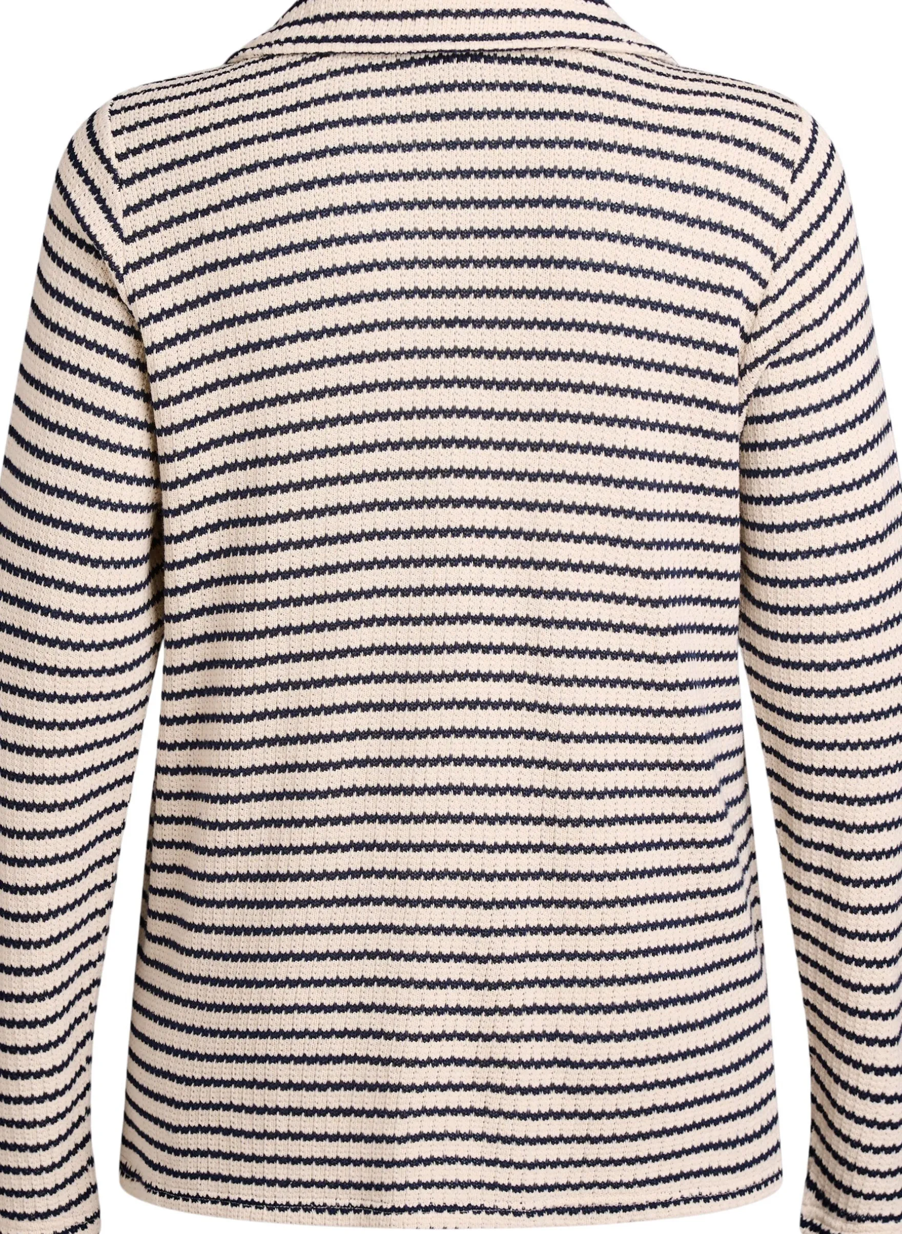 Gestreifte Bluse aus Jersey mit Kragen und V-Ausschnitt