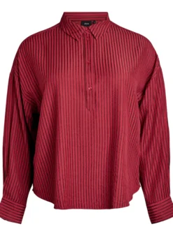 Gestreifte Bluse mit Knopfdetail am Rücken