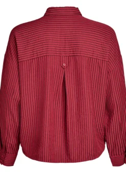 Gestreifte Bluse mit Knopfdetail am Rücken