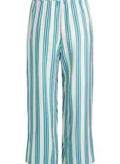 Gestreifte Hose mit hoher Taille und weiten Beinen