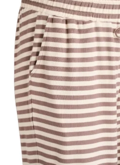 Gestreifte Schlafanzughose mit hoher Taille und weiten Beinen