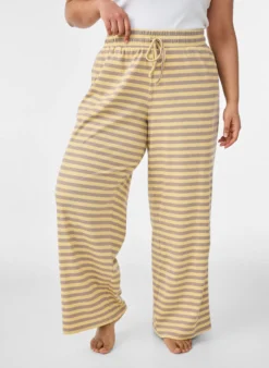 Gestreifte Schlafanzughose mit hoher Taille und weiten Beinen