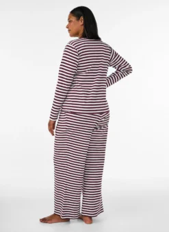 Gestreifte Schlafanzughose mit hoher Taille und weiten Beinen