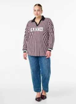 Gestreiftes Poloshirt mit Textaufdruck