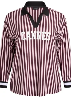 Gestreiftes Poloshirt mit Textaufdruck